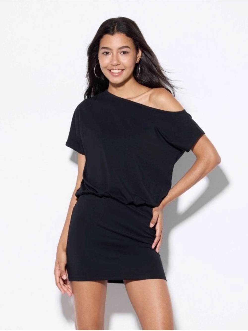 wild fable Black Off-Shoulder Mini Dress